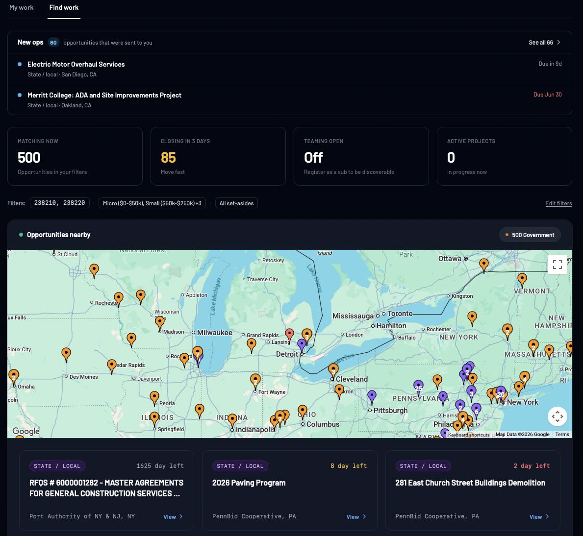 The RenovationRoute contractor dashboard: earnings, pipeline, quotes, and schedule