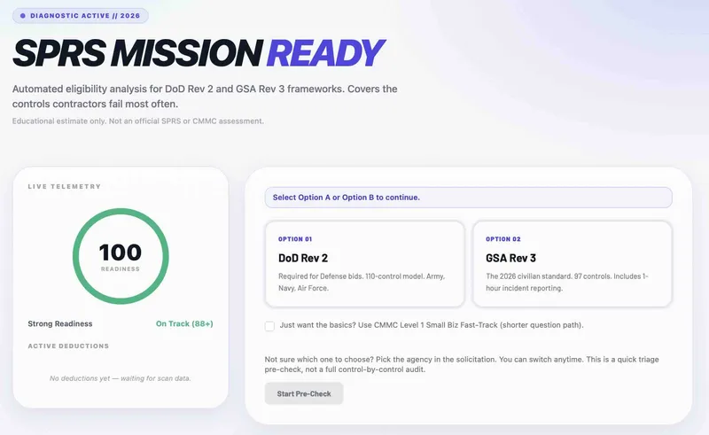 SPRS precheck page preview